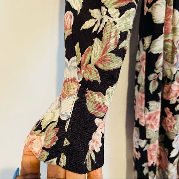 Vintage Petite Lanz Black Floral Lace Collar Dress w/ Pockets Size 6 - Picture 5 of 7